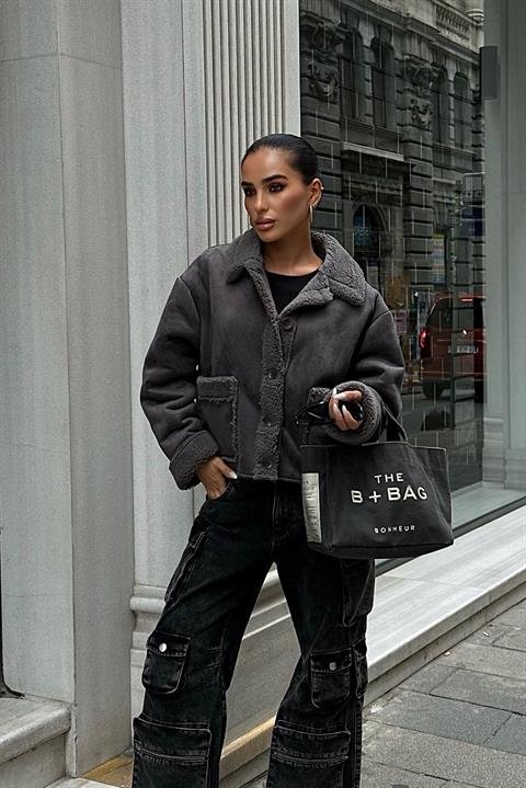 Lolita Uzun Kollu Süet Ceket 6115