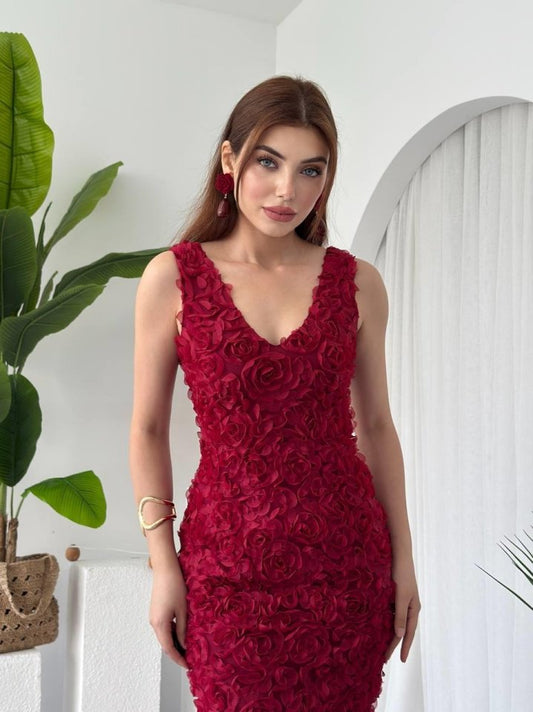 Kren Gül Detaylı Elbise