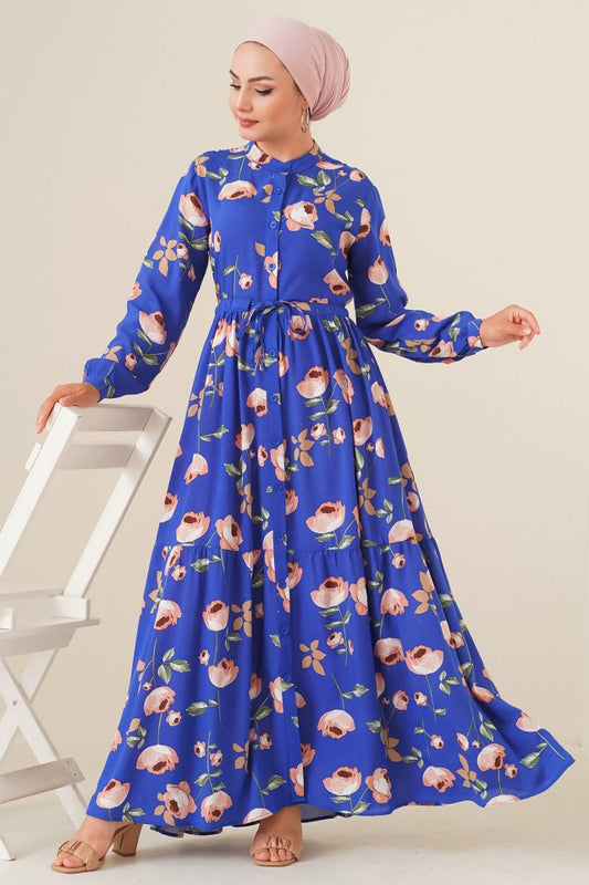 2144 Hakim Yaka Tesettür Elbise - C.Saks