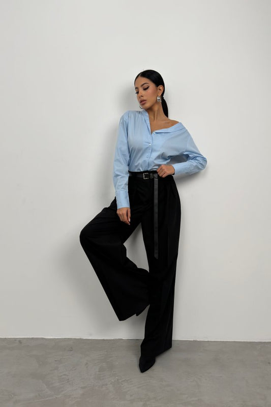 Asimetrik Şal Yaka Gömlek