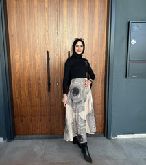 Kadın Uzun Kollu Yarı Balıkçı Yaka üst Kaşkorse Alt Süprem Uzun Elbise