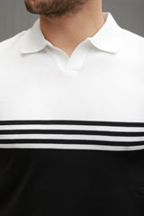 Erkek Yakalı Parça Renk Kısa Kollu T-shirt