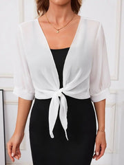Kadın Truvakar Kol önden Bağlamalı Kısa şifon Bolero Ceket