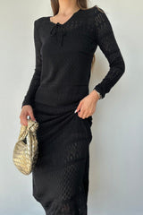 Siyah Astarlı Triko Elbise