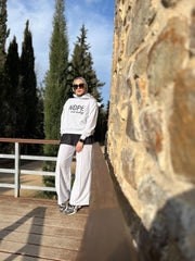 Kadın Uzun Kollu Nope Baskılı Beli Ribanalı Ikili Takım