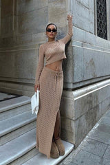 Macey Kroşe Crop Takım 9882