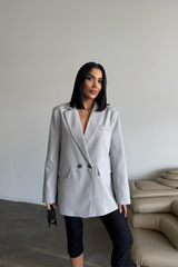 ARKASI YIRTMAÇ DETAYLI CEKET - Gri