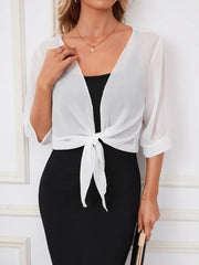 Kadın Truvakar Kol önden Bağlamalı Kısa şifon Bolero Ceket