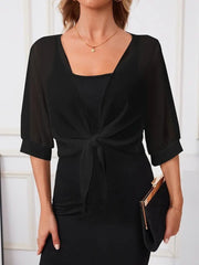 Kadın Truvakar Kol önden Bağlamalı Kısa şifon Bolero Ceket