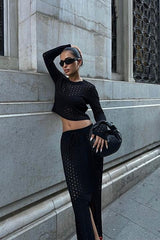 Macey Kroşe Crop Takım 9882