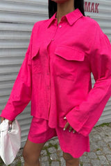 Gömlek Ve Şort Flamlı Keten Takım 10130