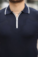 Erkek Polo Yaka Yarım Fermuar Tişört