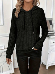 Kadın Uzun Kollu Kapşonlu Bağcıklı şardonlu Kaşkorse Bluz