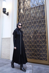 Kadın Uzun Kollu önden Fermuarlı Ithal Krep Elbise