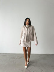 BALIKSIRTI KAŞE FERMUARLI CEKET KISA - Siyah