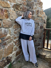 Kadın Uzun Kollu Nope Baskılı Beli Ribanalı Ikili Takım