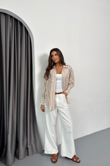 ÇİZGİLİ GÖMLEK - Bej