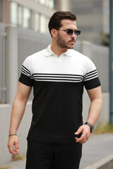 Erkek Yakalı Parça Renk Kısa Kollu T-shirt