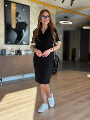 Kadın Polo Yaka Kol Ribanalı Çift Sweat Elbise