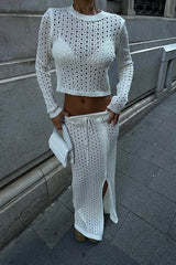 Macey Kroşe Crop Takım 9882