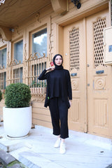 Kadın Iki Iplik Viskon Pamuk Kumaş Arma Detaylı Ikili Takım