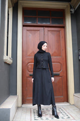 Kadın Uzun Kollu önden Düğmeli Bluz Ve Yüksek Bel A Kesim Uzun Etek şardonlu Kaşkorse Ikili Takım