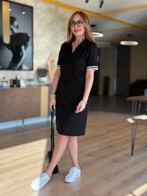 Kadın Polo Yaka Kol Ribanalı Çift Sweat Elbise