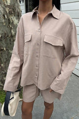 Gömlek Ve Şort Flamlı Keten Takım 10130