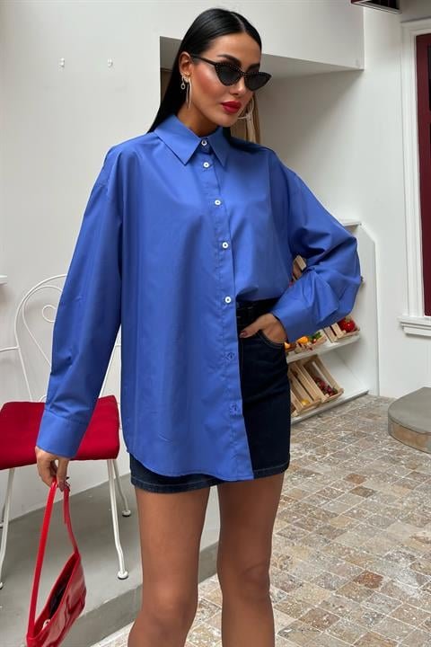 Klasik Oversize Poplin Gömlek 3421