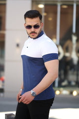 Erkek Yakalı çift Renk Kısa Kollu T-shirt