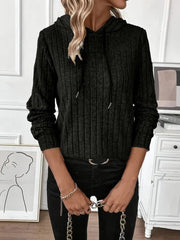 Kadın Uzun Kollu Kapşonlu Bağcıklı şardonlu Kaşkorse Bluz