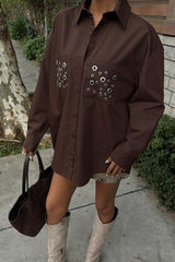 Metal Kuşgözü Detaylı Poplin Gömlek 3453