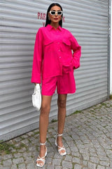 Gömlek Ve Şort Flamlı Keten Takım 10130