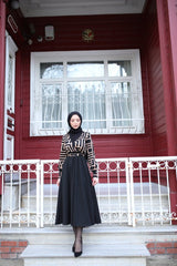 Kadın Uzun Kollu Kruvaze Yaka Dalgıç Krep Midi Boy Elbise