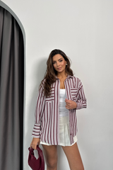 ÇİZGİLİ GÖMLEK - Bej