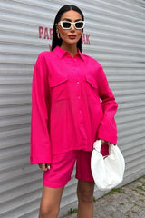 Gömlek Ve Şort Flamlı Keten Takım 10130