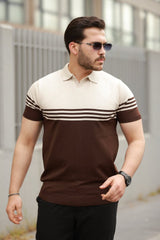 Erkek Yakalı Parça Renk Kısa Kollu T-shirt