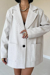 Gri Çizgili Oversize Ceket