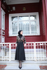 Kadın Uzun Kollu Kruvaze Yaka Dalgıç Krep Midi Boy Elbise