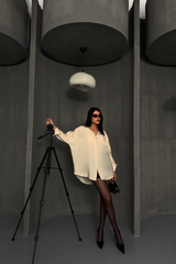 BOYFRİEND GÖMLEK MODAL KUMAŞ OVERSİZE - Mavi