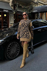 Leopar Desenli Yırtık Detaylı Kazak 1344