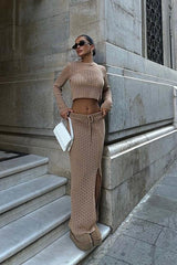 Macey Kroşe Crop Takım 9882