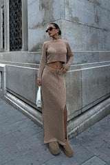 Macey Kroşe Crop Takım 9882