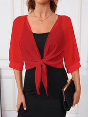 Kadın Truvakar Kol önden Bağlamalı Kısa şifon Bolero Ceket