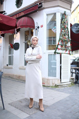 Kadın Uzun Kollu Kapşonlu Bağcıklı şardonlu Kaşkorse Uzun Elbise