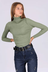 10311 Balıkçı Yaka Triko Kazak - Saks