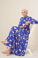 2144 Hakim Yaka Tesettür Elbise - C.Kırmızı