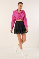 1884 Örme Mini Etek - Siyah