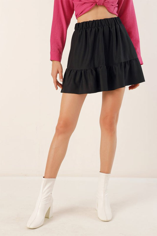 1884 Örme Mini Etek - Siyah