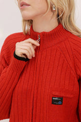 15863 Fermuarlı Triko Hırka - Zümrüt Yeşili